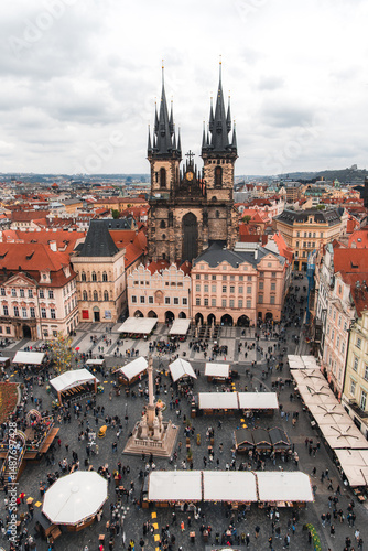 Old town square view from above Prague