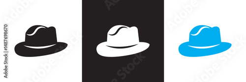 Stylish  Fedora Hats  icon. Classic Mens Vintage Headwear for Father’s Day icon. Vector illustration. isolated on white and black background. EPS 10