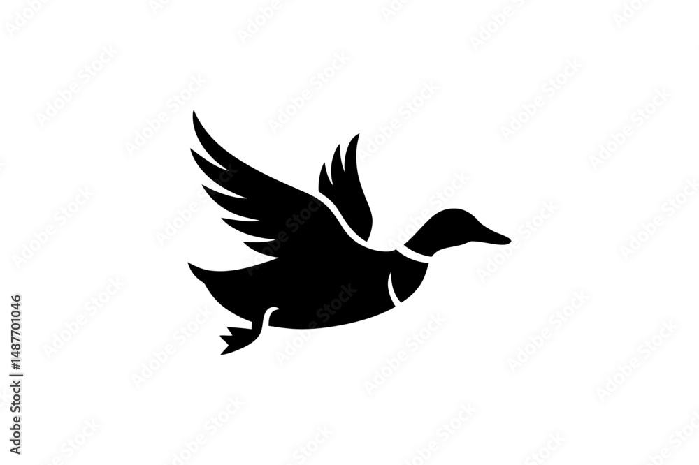Obraz premium Flying duck silhouette vector image illustration