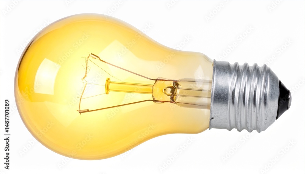 Yellow Light Bulb Isolated on White Background with Clipping Path Yellow Light Bulb Isolated on White Background with Clipping Path