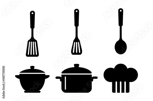 Kitchen utensils cooking tools and chef hat vector