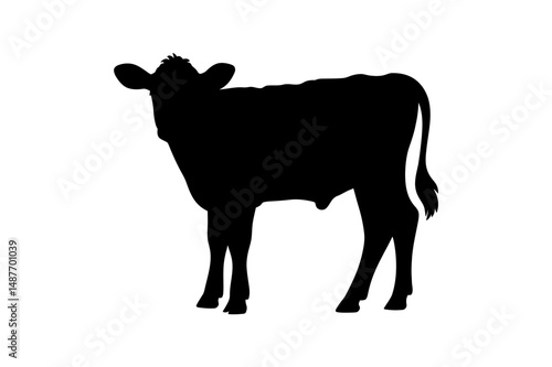 Black silhouette of a standing cow livestock animal