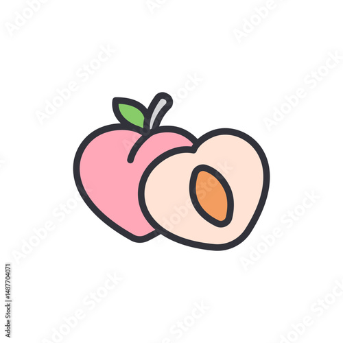 Charming Peach Duo With Slice Exhibiting Freshness And Sweetness