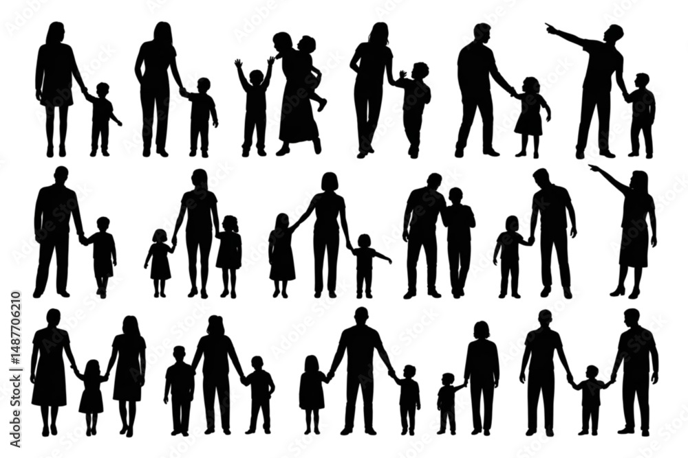Silhouettes of People Walking as a Group in Black Vector Style Silhouettes of People Walking as a Group in Black Vector Style