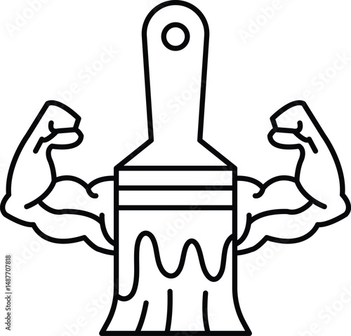 A paintbrush with a man's arms around it