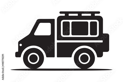 Silhouette Icon of Off-Road Truck Vehicle for Adventure and Transport Use