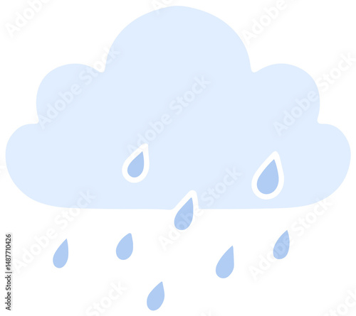 Obraz na plátně This is a soft hand-drawn raincloud illustration with scattered raindrops