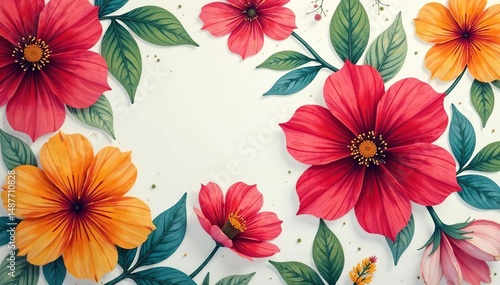 Wallpaper Mural Bold, vibrant floral print with large-scale blooms , seamless, summer Torontodigital.ca