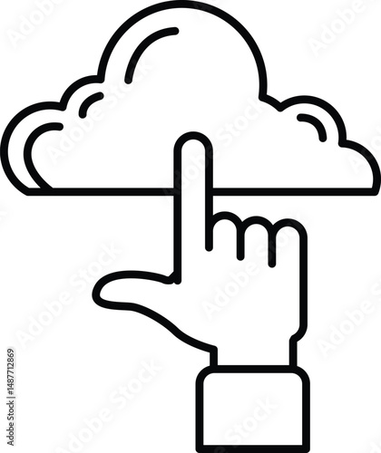 A hand pointing to a cloud
