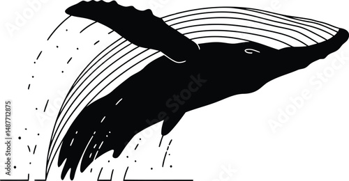 Minimalist Whale Breaching Vector
