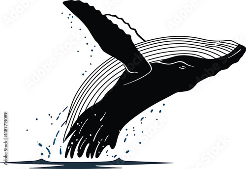 Whale Breaching Vector Design