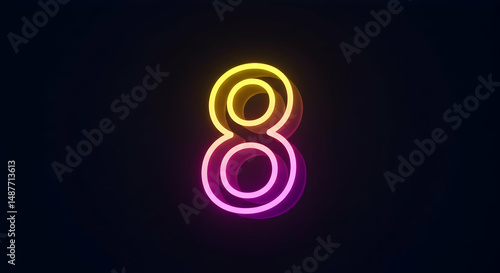8,  eight,  number, Neon Number Eight