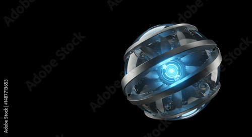 futuristic,  sphere,  globe, Futuristic Sphere with Glowing Core and Internal Gear System
