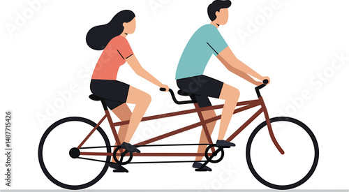Tandem Bicycle Couple Minimalist Vector