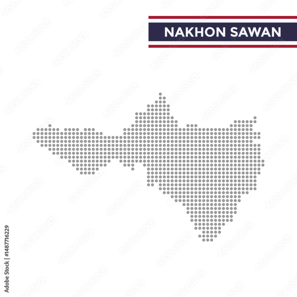 Fototapeta premium Dotted map of Nakhon Sawan Province in Thailand