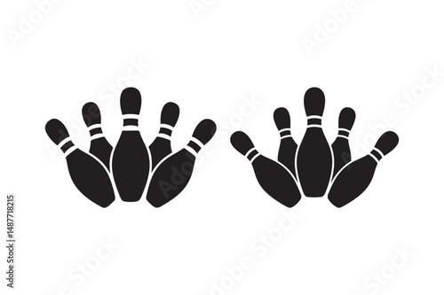 Bowling Pins Scattered Silhouette Vector