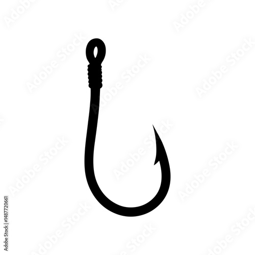 Fish hook icon vector flat illustration design. Fishing hook silhouette.