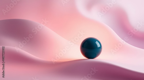 Teal Sphere On Pink Fabric