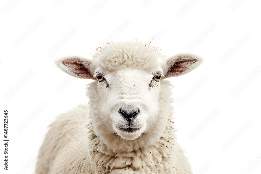 Close up portrait of a fluffy white sheep Close up portrait of a fluffy white sheep