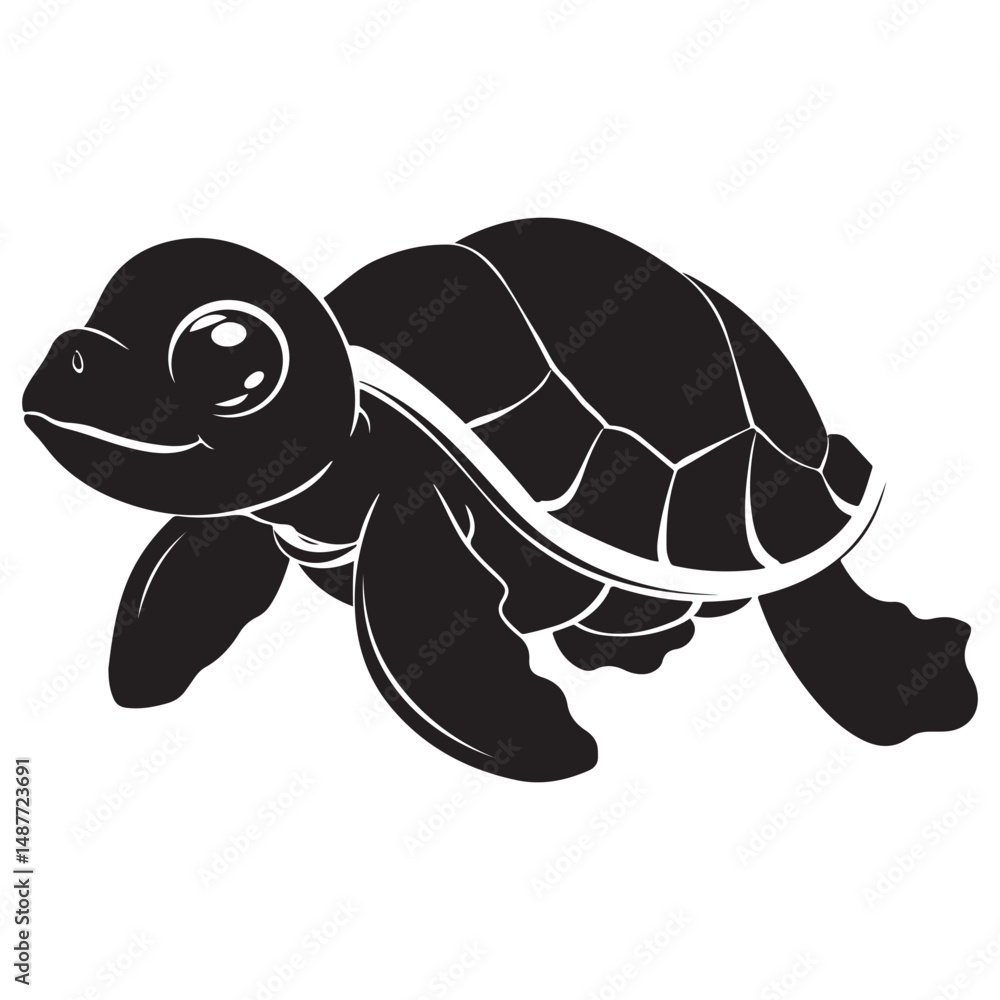 Fototapeta premium Turtle silhouette vector illustration isolated white background