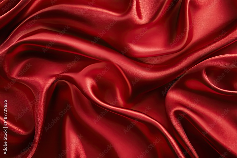 Fototapeta premium A close-up view of luxurious red satin fabric. showcasing its smooth texture and rich color. perfect for fashion. interior design. or textile industry applications