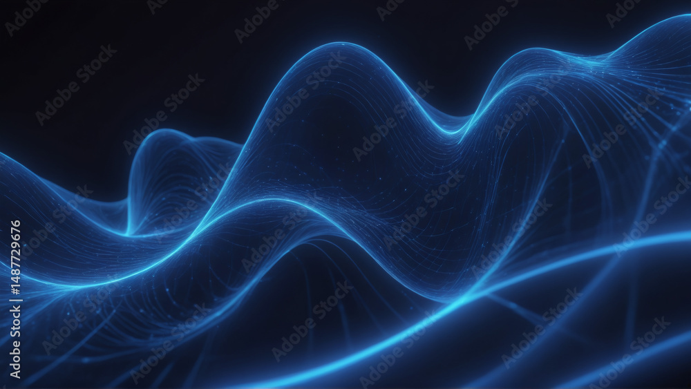 Obraz premium Abstract blue glowing waves and lines representing data flow or network