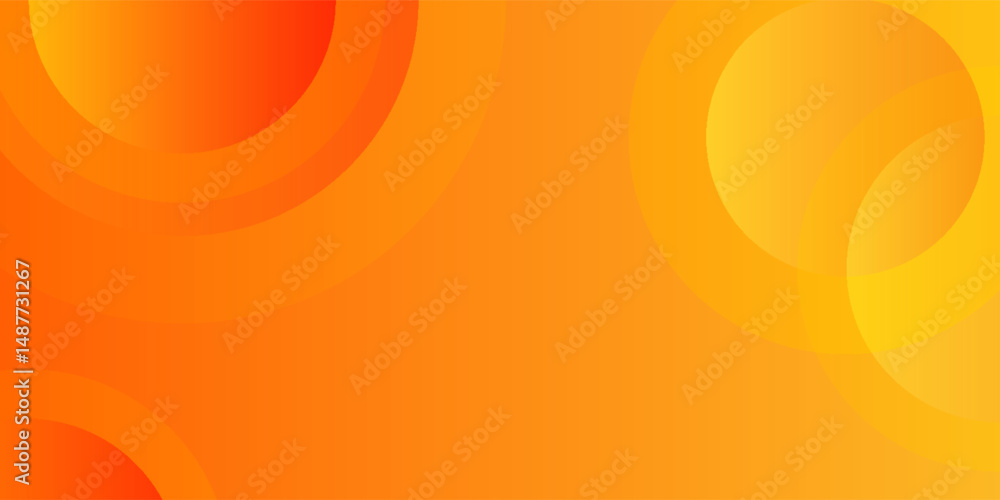 Vibrant orange and yellow background with abstract circular patterns. The background is smooth and bright, featuring orange and yellow hues. Colorful gradient background