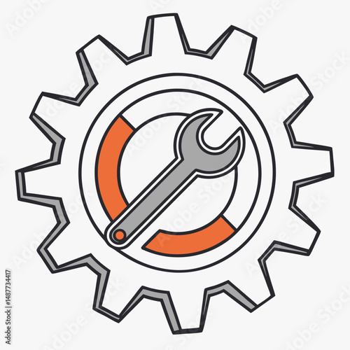 Gear and wrench repair service vector illustration