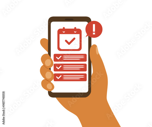 hand holding cellphone design there is an important deadline