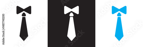 Necktie and Bow Tie icon. Vector illustration. isolated on white and black background. EPS 10