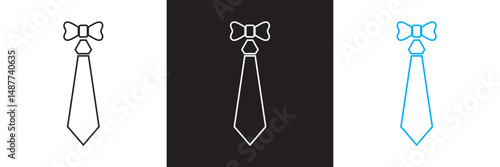 Necktie and Bow Tie icon. Vector illustration. isolated on white and black background. EPS 10