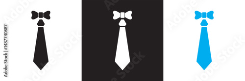 Necktie and Bow Tie icon. Vector illustration. isolated on white and black background. EPS 10
