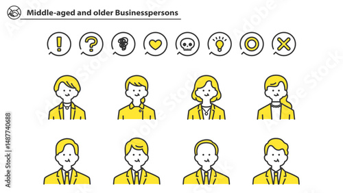 中高年のビジネスパーソン　アバターアイコン素材