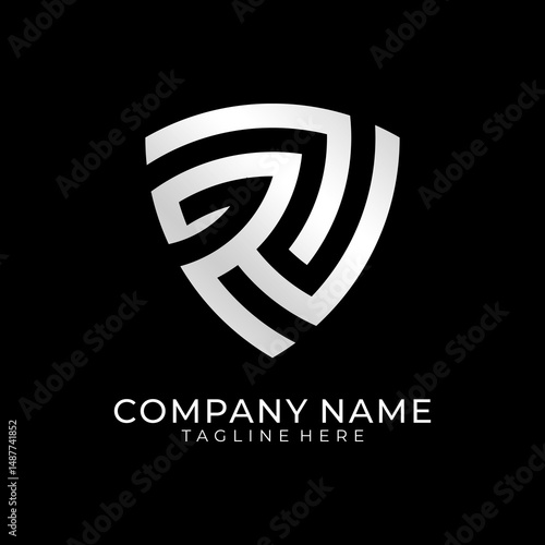 Abstract Letter R Shield Logo Design 