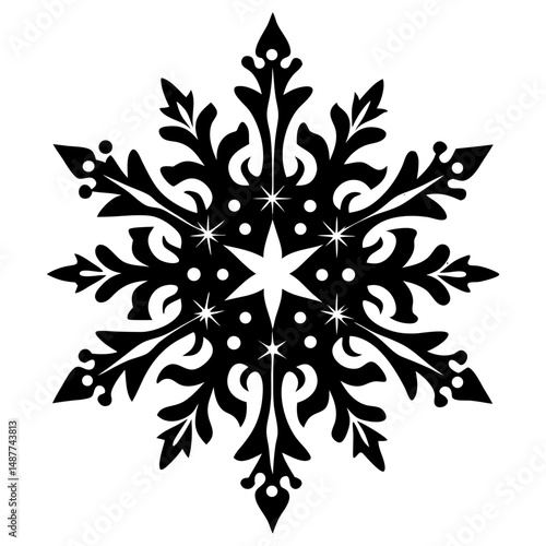 black and white floral ornament
