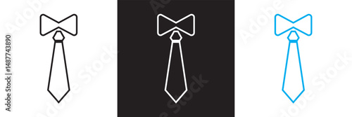 Necktie and Bow Tie icon. Vector illustration. isolated on white and black background. EPS 10