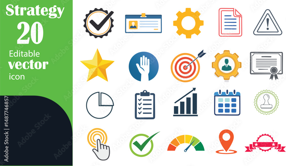 Fototapeta premium Business strategy icons set planning success goals