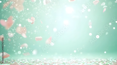 Celebrating spring joy pastel background digital art festive environment vibrant mint green theme