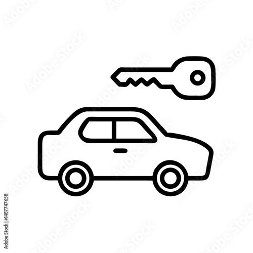 Car icon with key symbol representing rental service concept of Travel  