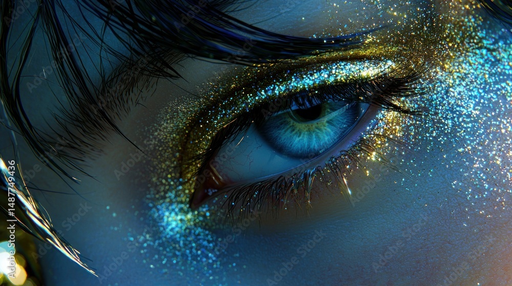 Fototapeta premium Closeup eye with glitter makeup