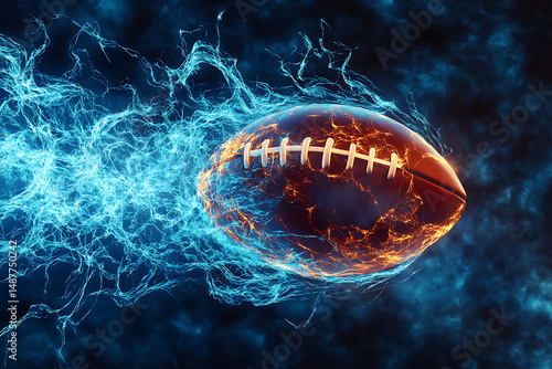 Wallpaper Mural A dynamic football in motion, surrounded by electric blue energy, showcasing speed and excitement Torontodigital.ca