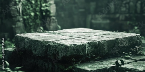 Wallpaper Mural Aged stone platform amidst overgrown ruins Torontodigital.ca