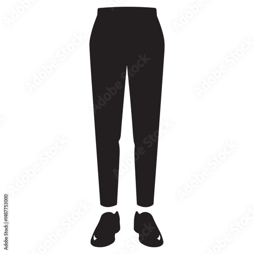 Black graphic image of pants and shoes, Vector black silhouette. with white background
