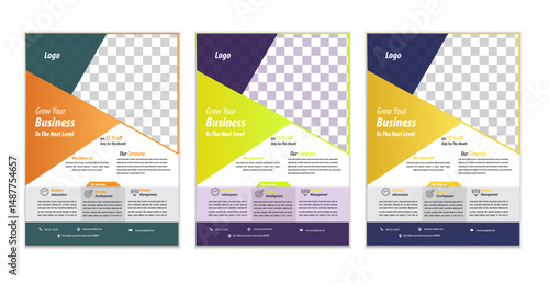  a bundle of 3 templates business flyer design, in blue color, and modern design,marketing,business proposal, promotion, advertise, publication and editable vector template design