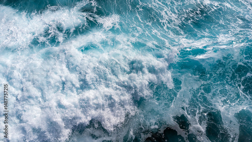 raging powerful ocean waves aerial view