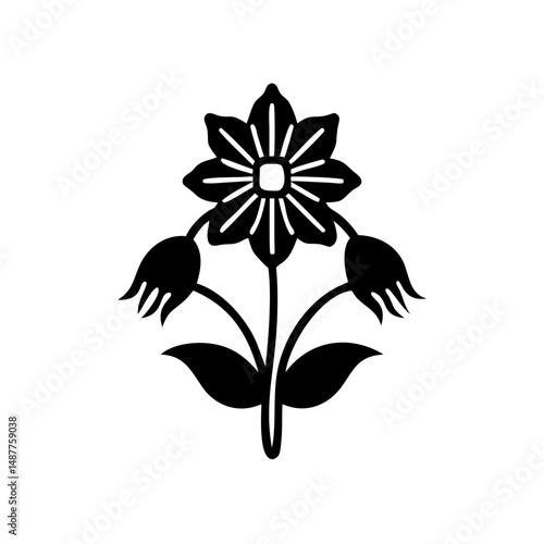 Simple Flower Silhouette – Minimalist Vector Illustration