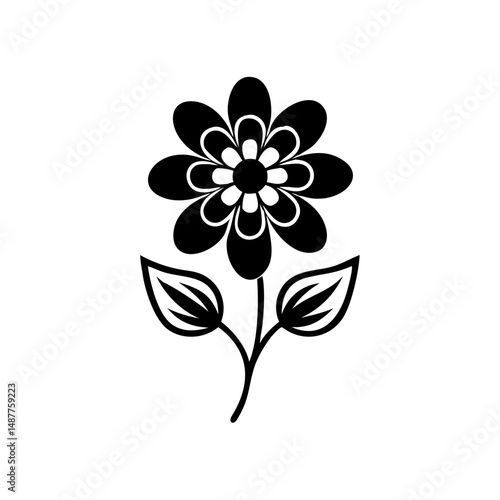 Simple Flower Silhouette – Minimalist Vector Illustration