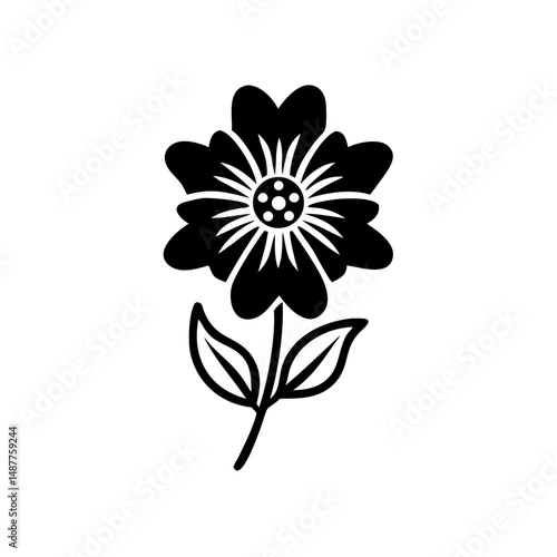Simple Flower Silhouette – Minimalist Vector Illustration
