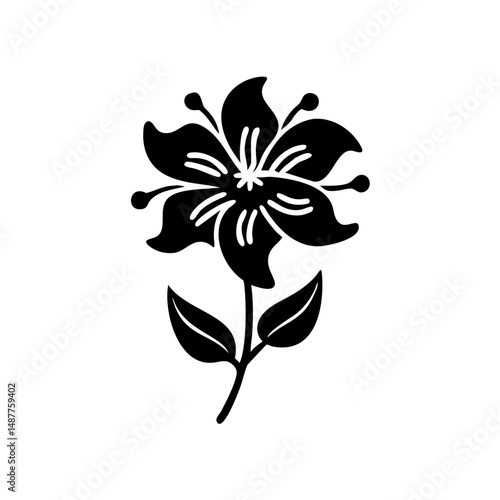 Simple Flower Silhouette – Minimalist Vector Illustration