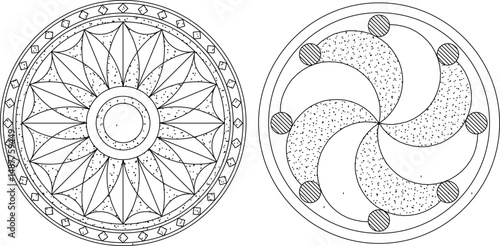sketch vector illustration silhouette design mandala rosette abstract modern classic vintage ethnic